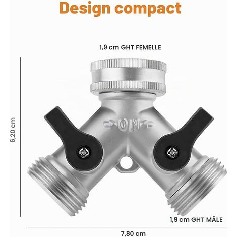3/4" 2 Way Brass Y Distributor, Double Outlet Tap (1/3)