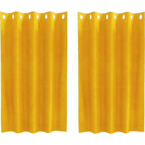 Rideaux occultants 2 pcs Jaune moutarde 140 x 140 cm Velours