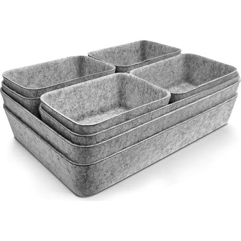 8-teiliger Schubladenorganizer, umweltfreundlicher Filz-Schubladenorganizer, einteiliger Make-up-Organizer, geeignet für Schreibtisch, Schminktisch, Kleiderschrank und Kommode (Hellgrau) (1/5)