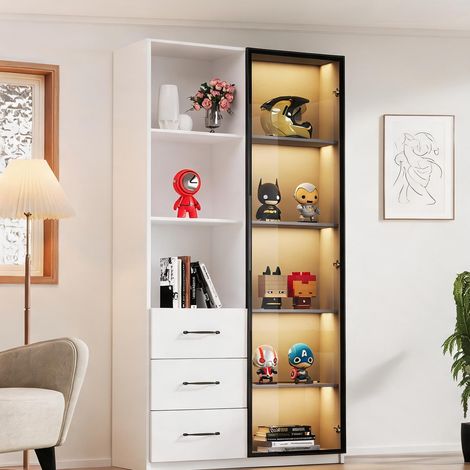 Vitrine en verre trempé avec éclairage LED 80 x 40 x 160 cm (1/5)