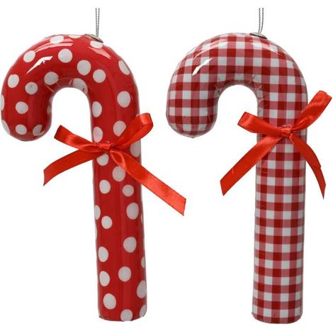 Decorazioni Natalizie Candy - Stick Rosso e Bianco 9,6x3,7xH20 cm