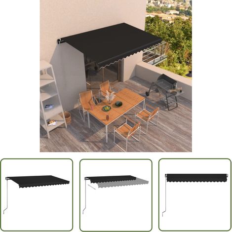 Auvent manuel rétractable,Marquise Anti-UV,Auvent facile à assembler 400x350 cm Anthracite -FR23130 (1/5)