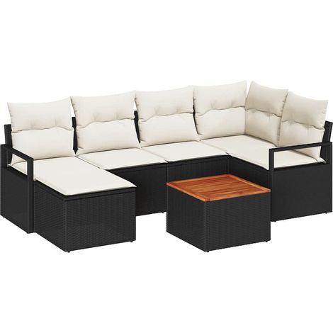 Maison Exclusive - Set Divano da Giardino con cuscino 7 pcs Nero polyrattan