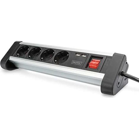 Digitus DA-70614 Multipresa con interruttore Alluminio, Argento , Nero, Argento Schuko 1 pz. (1/5)