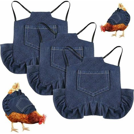 3-teilige Standard-Hühnersattel-Hühnerschürze, Hühnersattel-Jeansschürze mit einem Riemen, Jacke, Geflügelschutz, Schürzenzubehör zum Schutz von Rücken und Flügel FLITI (1/4)