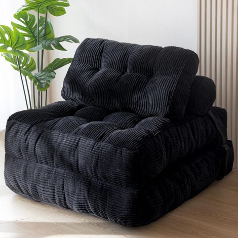 Faltbares Schlafsofa mit Kissen, 85x190 cm, Schwarz (1/5)