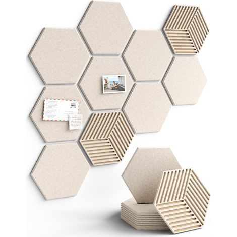 Panneau acoustique hexagonal en feutre – Tableau d'affichage pour photos sans perçage – Décoration murale pour chambre (1/5)