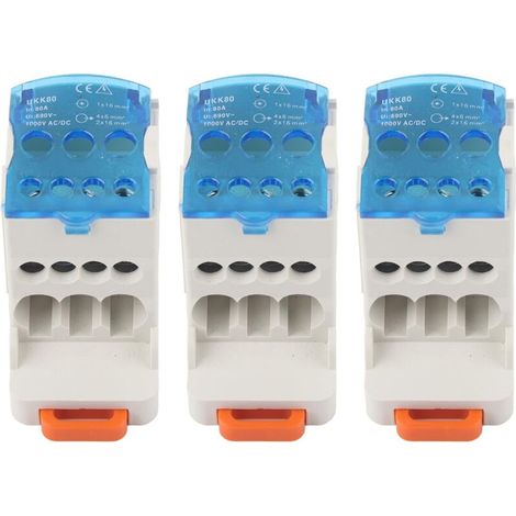 Boîte de distribution pour rail DIN 3 pièces, bornier UKK-80A, connecteur de fil électrique, boîte de jonction d'alimentation universelle