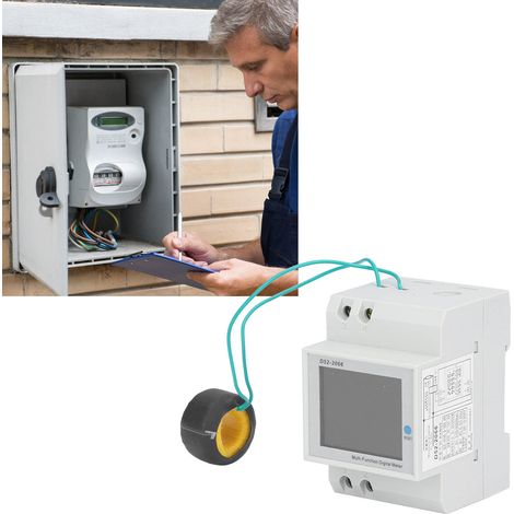 D52-2066 Einphasen-Smart-Stromzähler für den Hausgebrauch, DIN-Schienenmontage, misst Spannung, Stromstärke, Leistung und Frequenzfaktor, mit externem Stromwandler, 40,0-300,0 V AC. (1/5)
