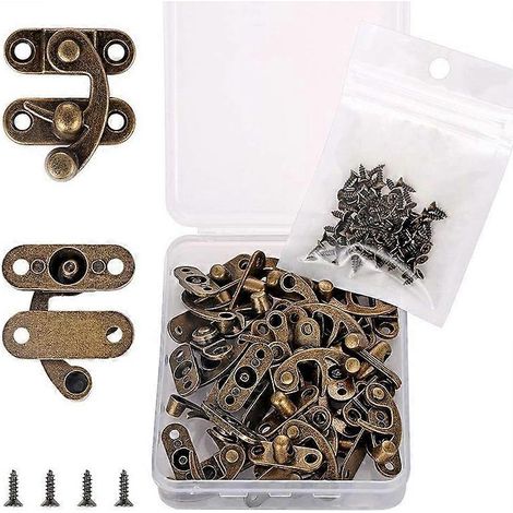 20 pièces de fermoir à crochet en bronze massif épais, style antique, pour boîte à bijoux en bois. (1/5)