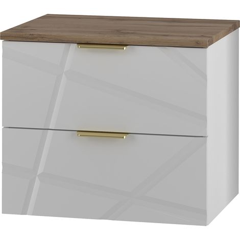 Meuble sous-vasque 60cm plan de toilette Aurora Blanc et Bois
