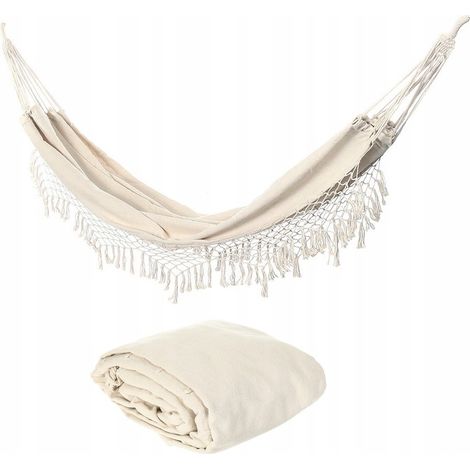 TG60442 Amaca da giardino brasiliana XL stile boho a dondolo doppia, grande 200x100 cm (1/5)