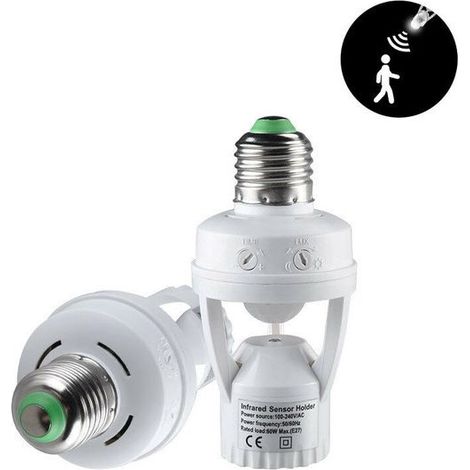 Adaptateur 100-240 V avec douille E27 et détecteur de mouvement PIR pour ampoule LED Ampere E27 (1 pièce).