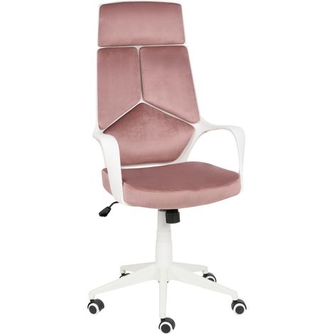 Sedia da ufficio in velluto rosa pastello girevole regolabile in altezza reclinabile in schiuma stampata Delight