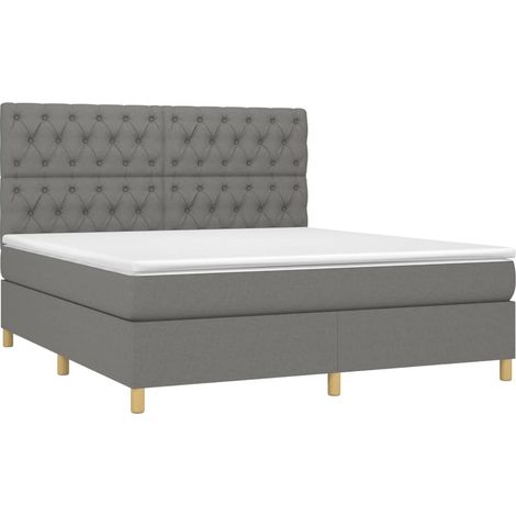 Struttura letto LED con testiera boxspring materasso 160x200 cm tessuto grigio scuro TDL0208334