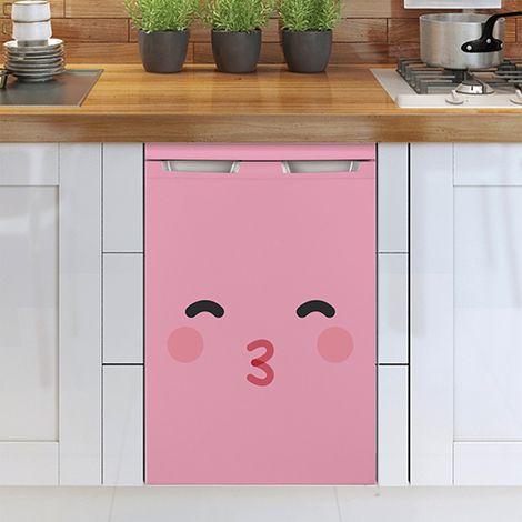 Sticker réfrigérateur et lave vaisselle, smiley rose bisou affection déco, 75 cm X 49 cm (1/3)
