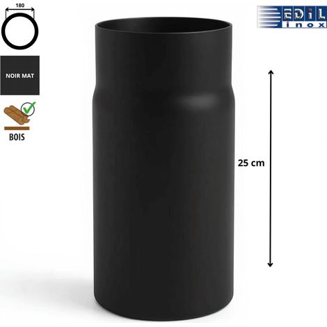 Élément droit 25 cm émaillé noir mat Ø180 Edilinox (1/3)