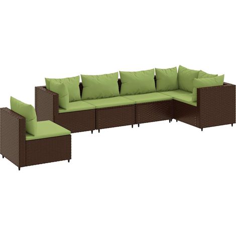 Set Mobili da Giardino 6pz con Cuscini in Polyrattan Marrone vidaXL (1/5)