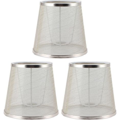 Jeffergarden Lot de 3 abat-jour en tissu E14 Meson, style européen moderne, dorés, pour lustre à bougie.