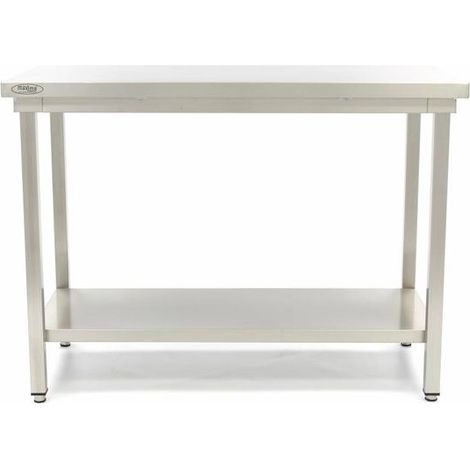 Maxima Deluxe 09364021 Tavolo da Lavoro Professionale in Acciaio Inossidabile 200 × 70 × 90 cm, Piano Rinforzato con Portata 150-200 kg, Ripiano Inferiore, Piedini Regolabili, Senza Alzatina Posterior (1/5)