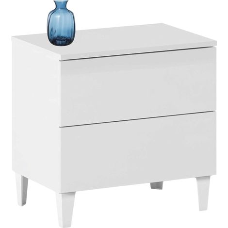 Table de chevet 2 tiroirs bois blanc Ilona L 50 cm (1/5)