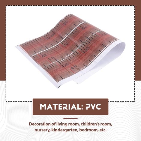 1 autocollant mural en PVC couleur bois pour maternelle, mesurant la taille des enfants. Dimensions : 56 cm x 3