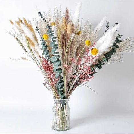 Herbes de la pampa naturelles, 111 pièces de 44 cm, fleurs séchées pour une décoration bohème. (1/3)