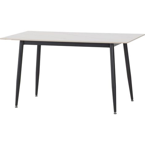 Fenton Dining Table - L80 x W76 x H140 cm - White Marble Stone Effect