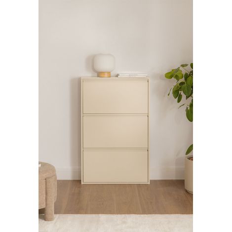 SKLUM Logan Schuhschrank aus Stahl Beige Tapioca 3 Türen