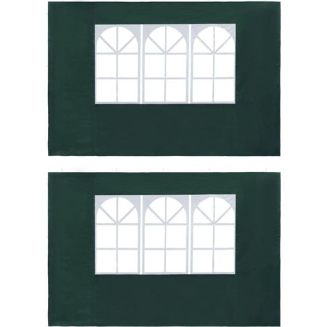 Paroi de tente de réception,Panneau de tente de réception 2 pcs avec fenêtre PE Vert -59691 (1/3)