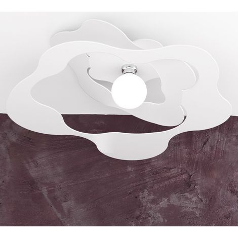 Plafoniera Moderna Ripples Metallo Bianco 1 Luce E27 D.70Cm (1/5)