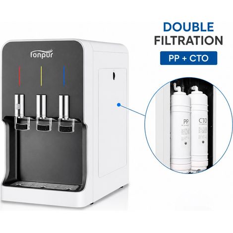 Distributore d’acqua da tavolo FONPUR con doppia filtrazione – Acqua fredda, ambiente e calda per casa (1/5)