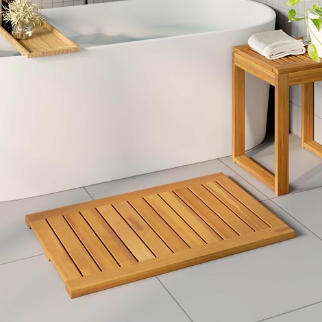 vidaXL  Bath Mat  Plain Brown 80 x 50 cm Wood
