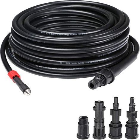 Sonda desatascadora de mangueras de alta presión, 15 m, sistema antitorsión, conector interno de cobre con revestimiento de PVC, resistencia máxima de 160 bar, con 4 adaptadores. (1/5)
