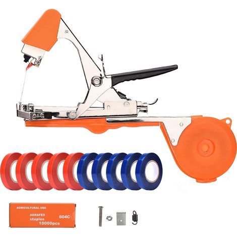 Attache Tuteur Machine pour Les Raisins, Les Framboises, Les Tomates, Y Compris Les Bandes, Les Agrafes Et Les Lames de Rechange (Orange) (1/5)