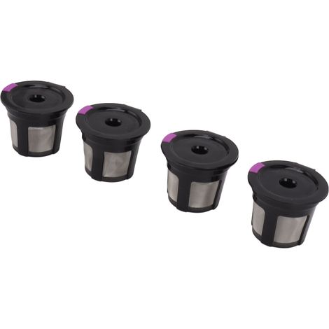 4 wiederverwendbare Kaffeekapseln, umweltfreundliche, wiederverwendbare Kaffeefilter, nachfüllbare Kaffeefilter mit Bürste und weißem Löffel (1/5)