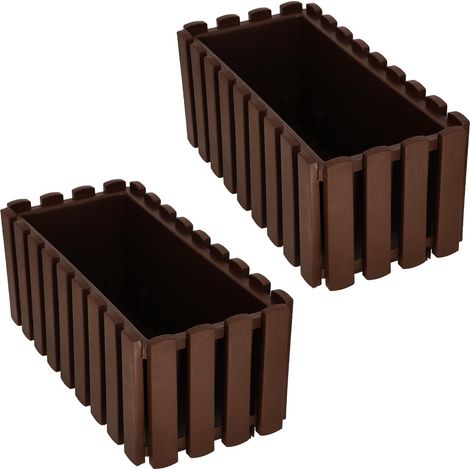 Fioriera da balcone per ringhiera, marrone rustico, 40 cm, 2 pezzi