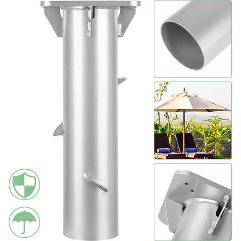 Swanew – Pied de parasol déporté en métal 40cm – Base universelle pour ancrage béton – Stabilité accrue pour grands parapluies – Couverture en acier inoxydable