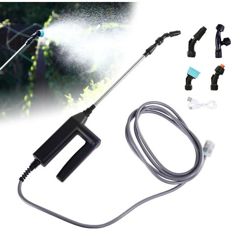 Pulvérisateur électrique sans fil avec 3 vitesses de pulvérisation, 7,4 V plus puissant, tuyau de 8 m et tuyau de pulvérisation extensible de 60 cm pour jardin, cour, pelouse, mauvaises herbes (avec 4 (1/5)