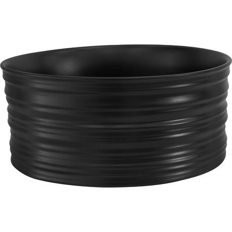 ML-Design Lavabo in Ceramica Nero Opaco Ø 41 x 18 cm Rotondo Lavandino da Appoggio Lavello Design Moderno Elegante Sanitari per Bagno Scarico Standard 45 mm Resistente ai Graffi