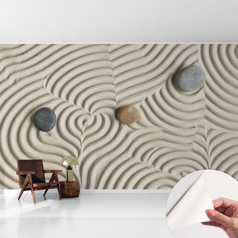 Carta da parati autoadesiva moderna - fotomurale - lavabile - ufficio - design moderno - Onde armoniose 416x254 cm (1/5)