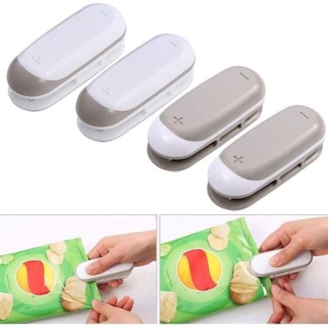Paquete de 4 mini selladoras de bolsas de plástico Alittle 2 en 1, selladoras térmicas portátiles y cortadoras de bolsas s793