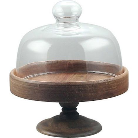 Elegante, hohe Etagere mit Glasdeckel – Dessertteller aus Holz und Glas, Dim-Sum-Schale, Brotteller L (1/5)