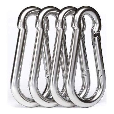 QORVA-4PCS - M10 Mousqueton en Acier Inoxydable 304 - Grand Mousqueton INOX 100mm de Fixation Capacité, Crochet Mousqueton Hamc Balancoire - 100mm x φ10 mm (1/5)
