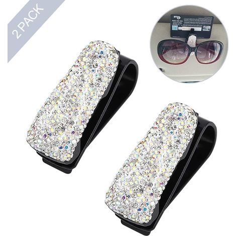 Support Pour Lunettes De Soleil - Fixation Visière Voiture - Compatible Tous Modèles - Matériau TPU Souple - Avec Emplacement Carte - Par 2 (1/5)