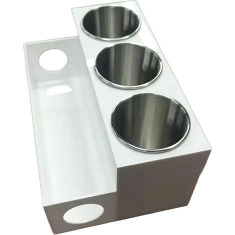 Rangement en Acrylique Porte-Outil Coiffure Organisateur D'accessoires Maquillage Amovible avec 3 Tasses pour Salle Bain