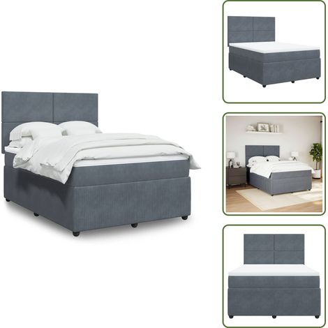 Sommier à lattes de lit et matelas Gris foncé 140x190cm Velours - Sommier À Lattes De Lit - Sommiers À Lattes De Lit - Lit - Meuble De Chambre À Coucher (1/5)