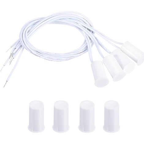Magnétique Roseau Interrupteur, 4 Paquet NC Anneau Alarme Contact Capteur Filaire Encastré Porte Capteur Fenêtre Contact Interrupteur pour Alarme Système, Blanc (1/5)
