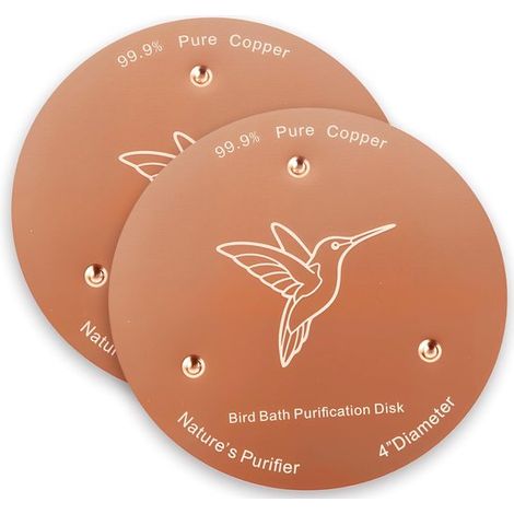 Plateau en cuivre pour bain d'oiseaux - Purification naturelle de l'eau - Décoration en cuivre - Empêche la prolifération d'algues - Lot de 2 - 10 cm (1/4)