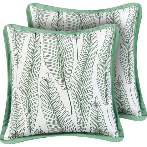 Gartenkissen 2er Set MEADOW Pflanzenmuster 45 x 45 cm Grün